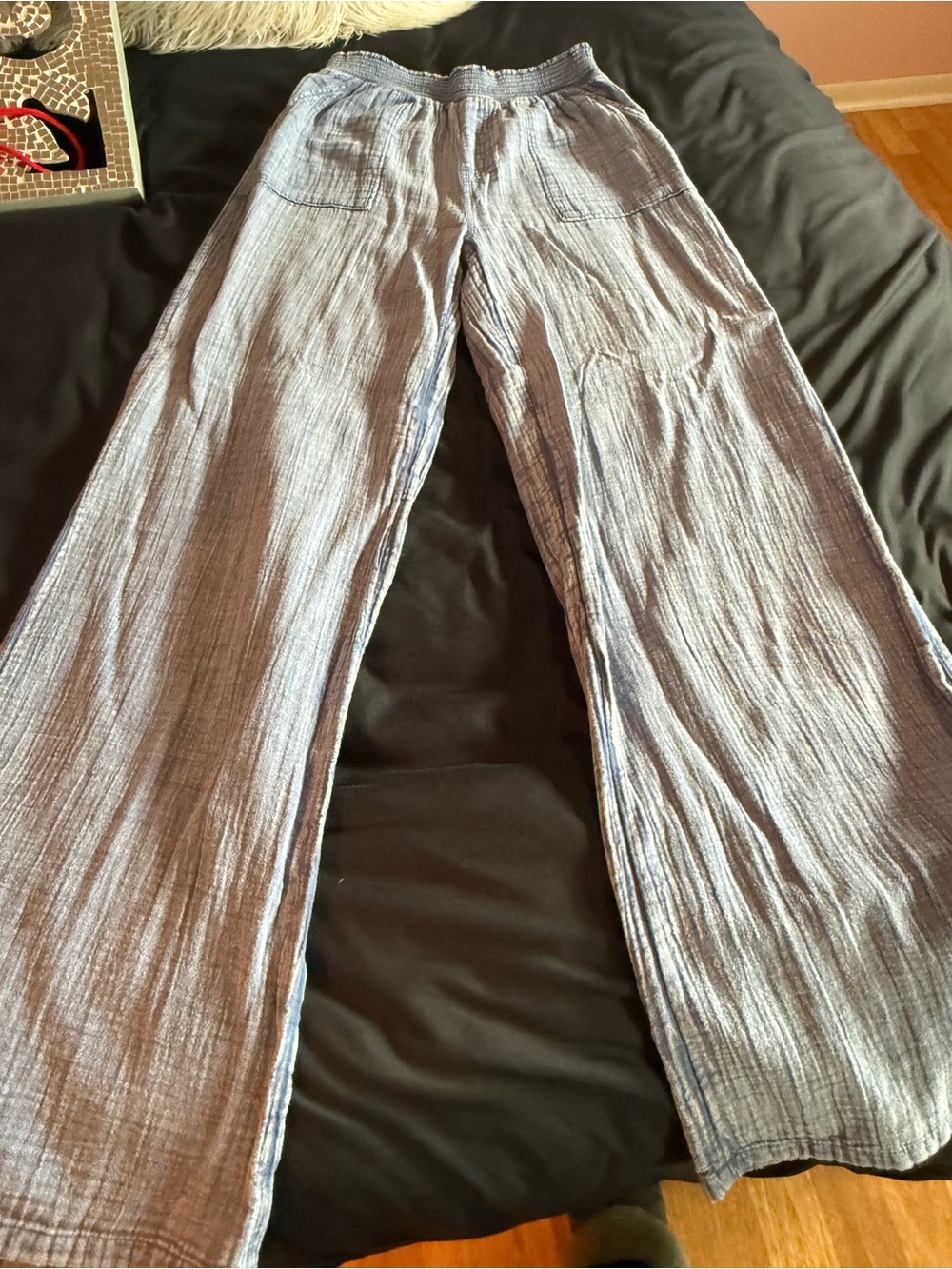 SO Light Blue Wide-Leg Linen Blend Pants